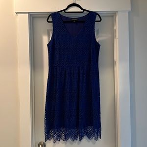 Royal Blue Banana Republic Fit and Flare Lace Dress